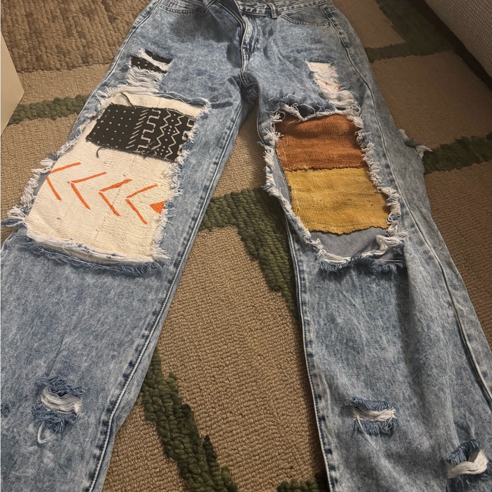 Ro2k Collection- Custom Patchwork Distressed Jeans - image 1